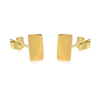 Boucles d'oreilles puces de forme rectangulaire en plaqué or jaune 18 carats.