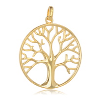 Pendentif arbre de vie en plaqué or jaune 18 carats.