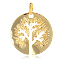 Pendentif arbre de vie en plaqué or jaune 18 carats.