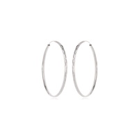 Boucles d'oreilles créoles fil diamanté en argent 925/000 rhodié.