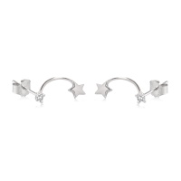 Boucles d'oreilles étoile filante en argent 925/000 rhodié et un oxyde de zirconium blanc 4 griffes.