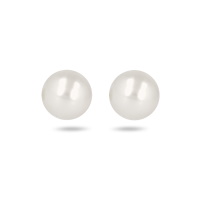 Boucles d'oreilles puces en argent rhodié 925/000 surmontées d'un perle de Majorque d'imitation.