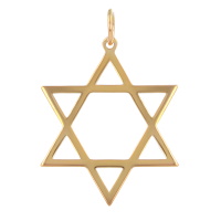 Pendentif étoile de David (Maguen David) en plaqué or jaune 18 carats.