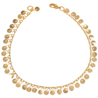 Bracelet composé d'une chaîne avec pampilles rondes en plaqué or jaune 18 carats.