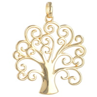 Pendentif arbre de vie en plaqué or jaune 18 carats.