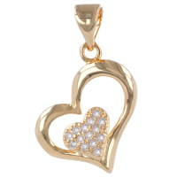 Pendentif composé d'un cœur en plaqué or jaune 18 carats surmonté d'un cœur pavé d'oxydes de zirconium blancs.