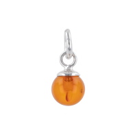 Pendentif en argent 925/000 rhodié avec une perle en véritable ambre.