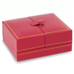 Ecrin pour bracelet jonc de couleur rouge avec motifs dorés.