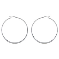 Boucles d'oreilles créoles fermées fil rond et plat en acier argenté.