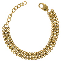Bracelet composé d'une chaîne en acier doré. Fermoir mousqueton avec 5 cm de rallonge.