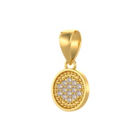 Pendentif rond en plaqué or jaune 18 carats pavé d'oxydes de zirconium blancs.