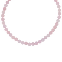Collier composé de perles de couleur rose. Fermoir mousqueton en acier argenté avec 5 cm de rallonge.