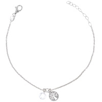Bracelet composé d'une chaîne avec breloque arbre de vie en argent 925/000 rhodié et d'un oxyde de zirconium blanc. Fermoir mousqueton avec 2,5 cm de rallonge.