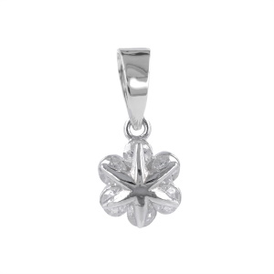 Pendentif en forme d'étoile de mer en argent 925 rhodié sur un pavage d'oxydes de zirconium blancs.