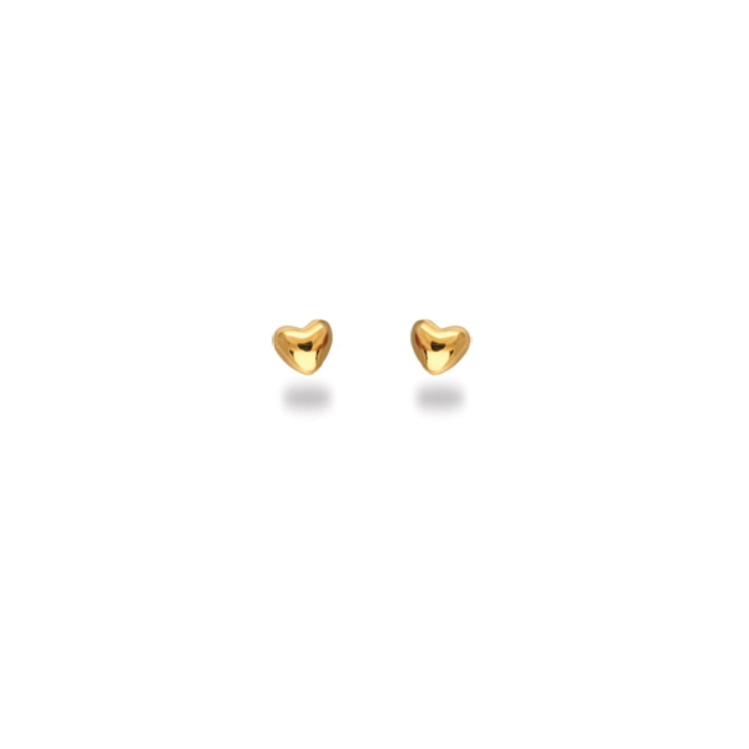 Boucles d'oreilles puces en forme de cœur en plaqué or jaune 18 carats. Coeur Puce  Adolescent Adulte Amour Enfant Femme Fille Indémodable 