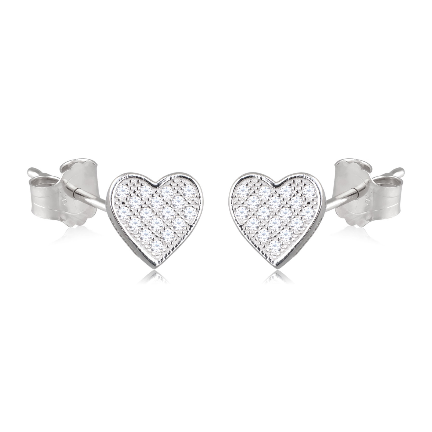 Boucles d'oreilles pendantes en forme de cœur en argent 925/000 rhodié pavées d'oxydes de zirconium blancs. Coeur Pendantes Strass  Adolescent Adulte Amour Femme Fille Indémodable 