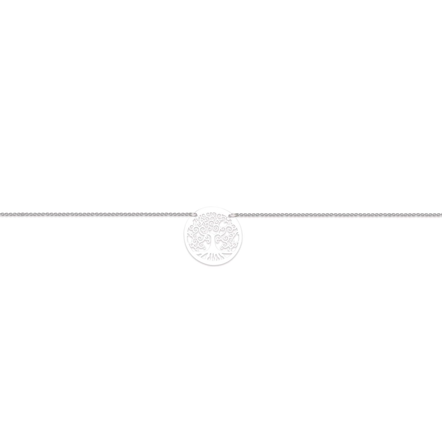 Collier composé d'une chaîne et d'un pendentif arbre de vie en argent 925/000 rhodié.<br/<Fermoir anneau ressort avec 3 cm de rallonge. Arbre Rond  Adolescent Adulte Femme Fille Indémodable Nature Symboles 