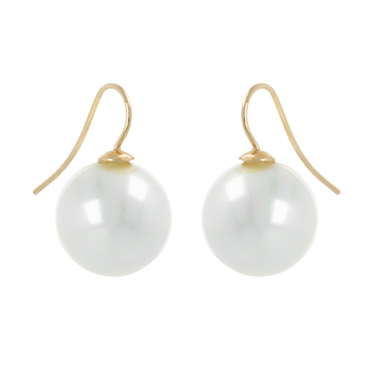 Boucles d'oreilles pendantes en plaqué or jaune 18 carats avec une perle d'imitation. Boule Pendantes Perle  Adolescent Adulte Femme Fille Indémodable 