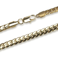 Bracelet chaîne maille anglaise en plaqué or jaune 18 carats.