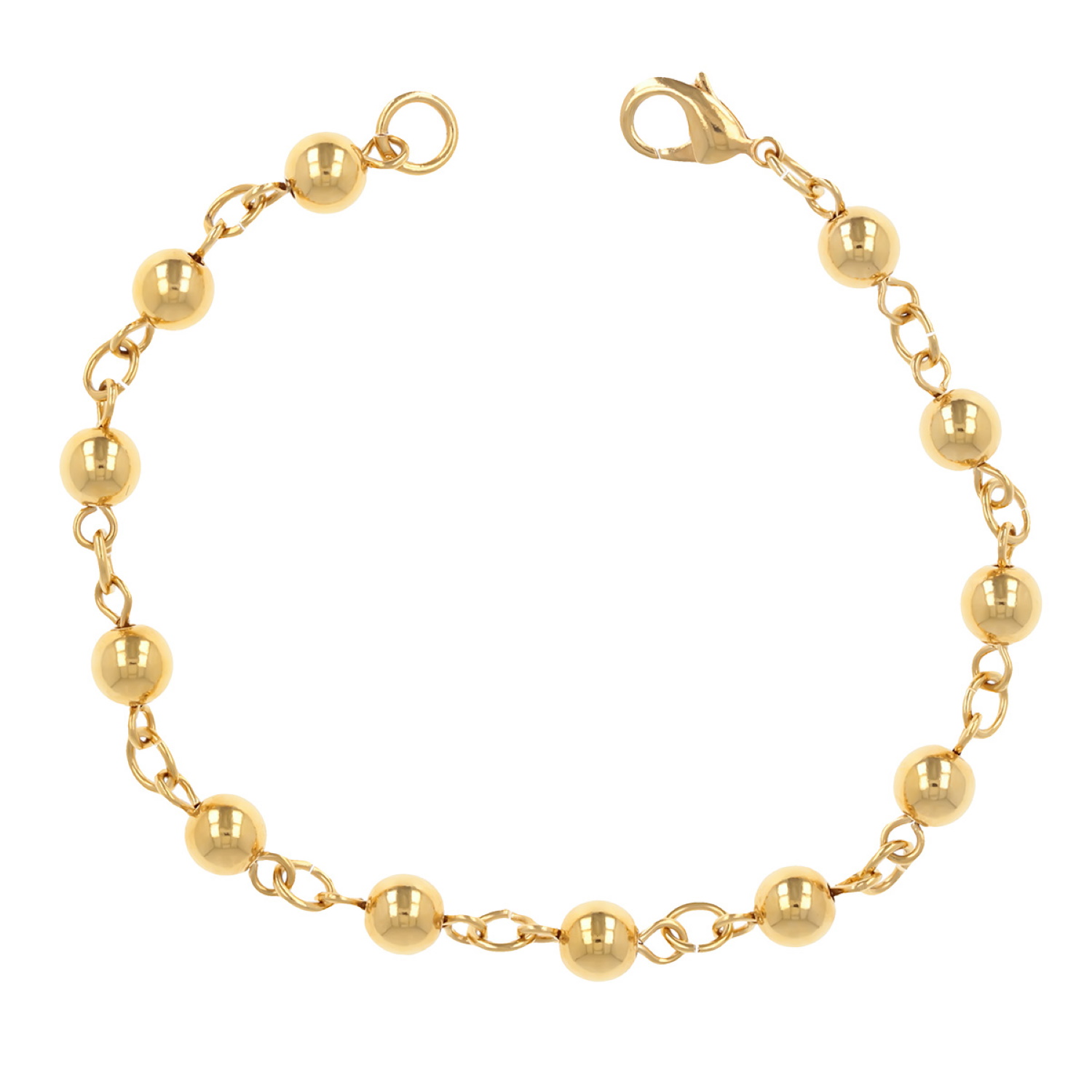Bracelet composé d'une chaîne et de boules en plaqué or jaune 18 carats. Boule  Adolescent Adulte Femme Fille Indémodable 