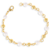 Bracelet composé d'une chaîne à boules en plaqué or jaune 18 carats et de perles d'imitation.