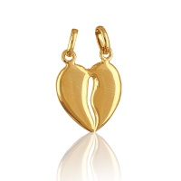 Pendentif cœur sécable en plaqué or jaune 18 carats.