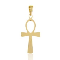 Pendentif croix de vie ânkh en plaqué or jaune 18 carats.