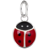 Pendentif coccinelle en argent 925/000 rhodié et émail de couleur.