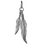 Pendentif double plume en argent 925/000.