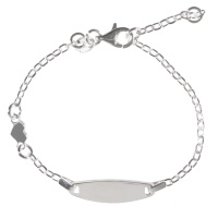Bracelet gourmette identité composé d'une chaîne et d'un cœur en argent 925/000. Fermoir mousqueton avec 2 cm de rallonge.