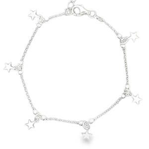 Ce délicat bracelet chaîne en argent 925/000 est orné de charmantes étoiles suspendues. Un bijou discret et élégant, idéal pour ajouter une touche de fantaisie à votre quotidien. Sa finesse en fait un accessoire parfait pour toutes les occasions, se portant seul ou associé à d'autres bracelets pour un effet tendance.