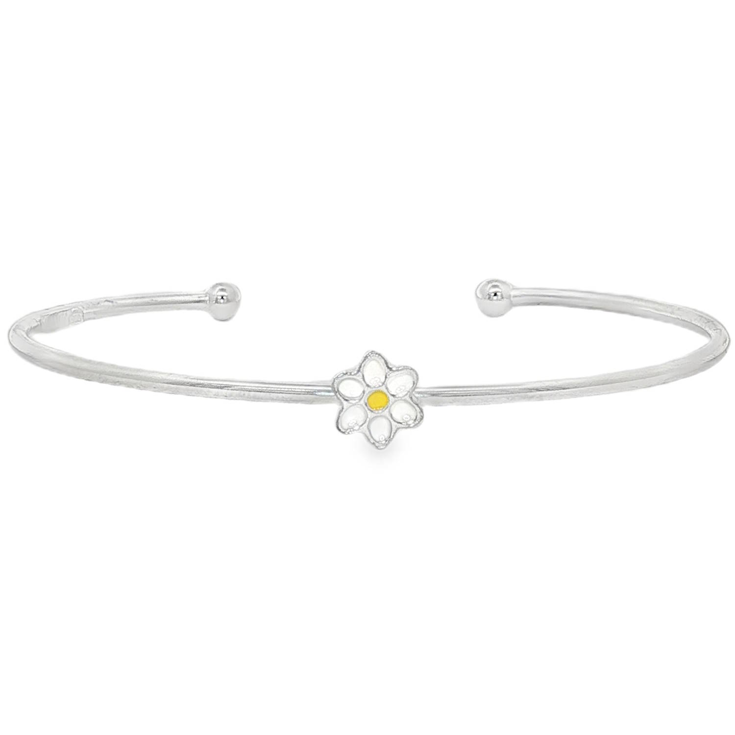 Ce jonc élégant pour enfant en argent 925/000 arbore une finition pour un éclat durable.<br/>Au centre, une fleur émaillée de blanc et de jaune.<br/>La symétrie parfaite du motif floral souligne un magnifique travail, idéal pour une allure moderne et distinguée. Jonc Adolescent Enfant Fille Fleurs Indémodable Nature Ce jonc élégant pour enfant en argent 925/000 arbore une finition pour un éclat durable.<br/>Au centre, une fleur émaillée de blanc et de jaune.<br/>La symétrie parfaite du motif floral souligne un magnifique travail, idéal pour une allure moderne et distinguée. Jonc Adolescent Enfant Fille Fleurs Indémodable Nature