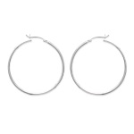 Boucles d'oreilles créoles en argent 925/000. Fil rond.