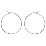 Boucles d'oreilles créoles en argent 925/000. Fil rond.