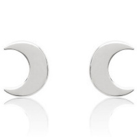 Boucles d'oreilles puces croissants de lune en argent 925/000 rhodié.