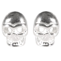 Boucles d'oreilles puces au motif de tête de mort en argent 925/000 rhodié.