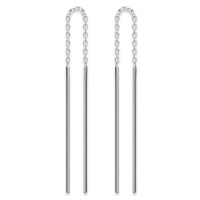 Boucles d'oreilles pendantes composées d'une chaîne et de deux barres cylindriques en argent 925/000 rhodié.