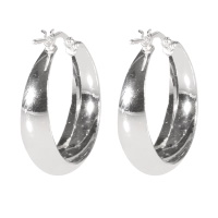 Boucles d'oreilles créoles larges en argent 925/000 rhodié.