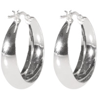 Boucles d'oreilles créoles larges en argent 925/000 rhodié.