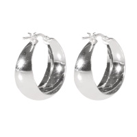 Boucles d'oreilles créoles larges en argent 925/000 rhodié.