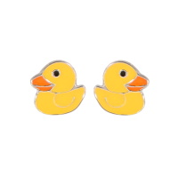 Boucles d'oreilles puces en forme de canard en argent 925/000 et émail de couleur.