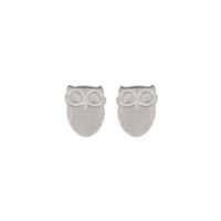 Boucles d'oreilles puces en forme de hibou en argent 925/000.