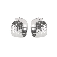 Boucles d'oreilles créoles larges martelées en argent 925/000.