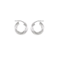 Boucles d'oreilles créoles tresse en argent 925/000.