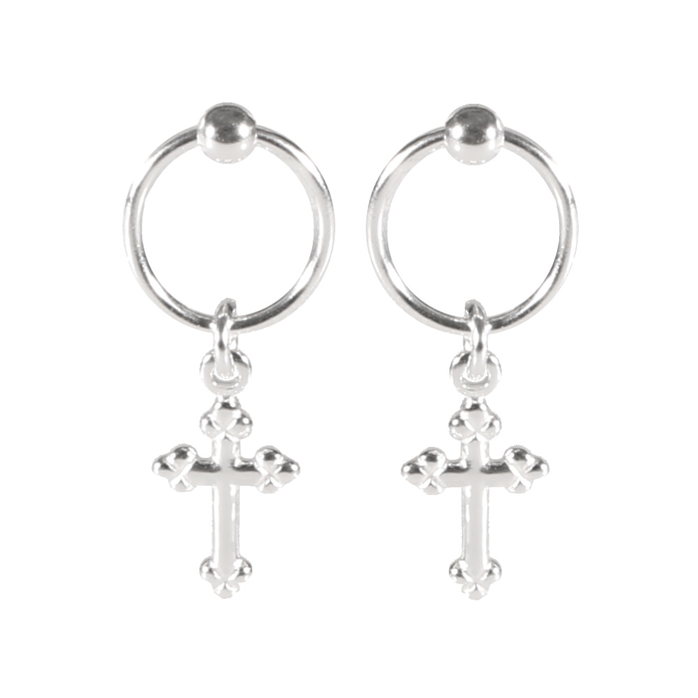 Boucles d'oreilles croix pendantes - Argent 925