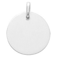 Pendentif rond lisse en argent 925/000 rhodié.