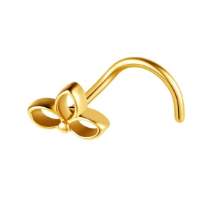 Piercing pour nez orné d'une fleur de lotus en acier 316L chirurgical doré.