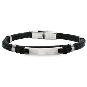 Affirmez votre style avec ce bracelet jonc sophistiqué. Conçu en cuir de haute qualité, il offre un design épuré et moderne. Son allure polyvalente en fait l'accessoire idéal pour rehausser toute tenue avec une touche d'élégance discrète. Avec sa plaque en acier argenté, personnalisez le en gravant vos messages, prénoms ou initiales.