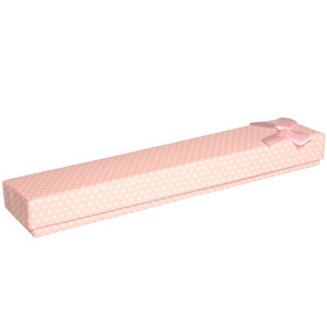 Boîte cadeau écrin pour bracelet ou montre avec petits pois de couleur et un nœud papillon.