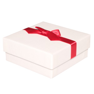 Boîte cadeau écrin pour parure ou bracelet jonc avec un nœud papillon.